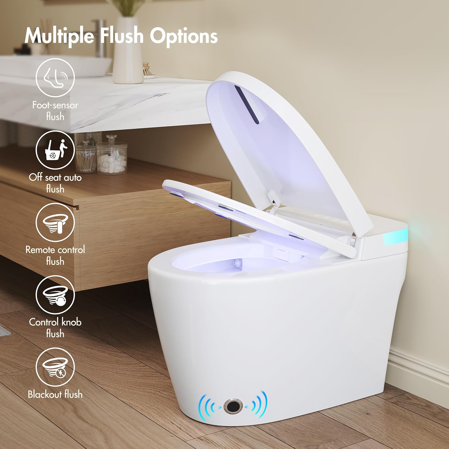 Smart Toilet, Eridanus One Piece Tankless Toilet with Bidet Built in, Foot-Sensor, Off-Seat Auto Flush, Adjustable Warm Water Sprayer, Air Dryer, Elongated Heated Seat, Power-Assisted Flush