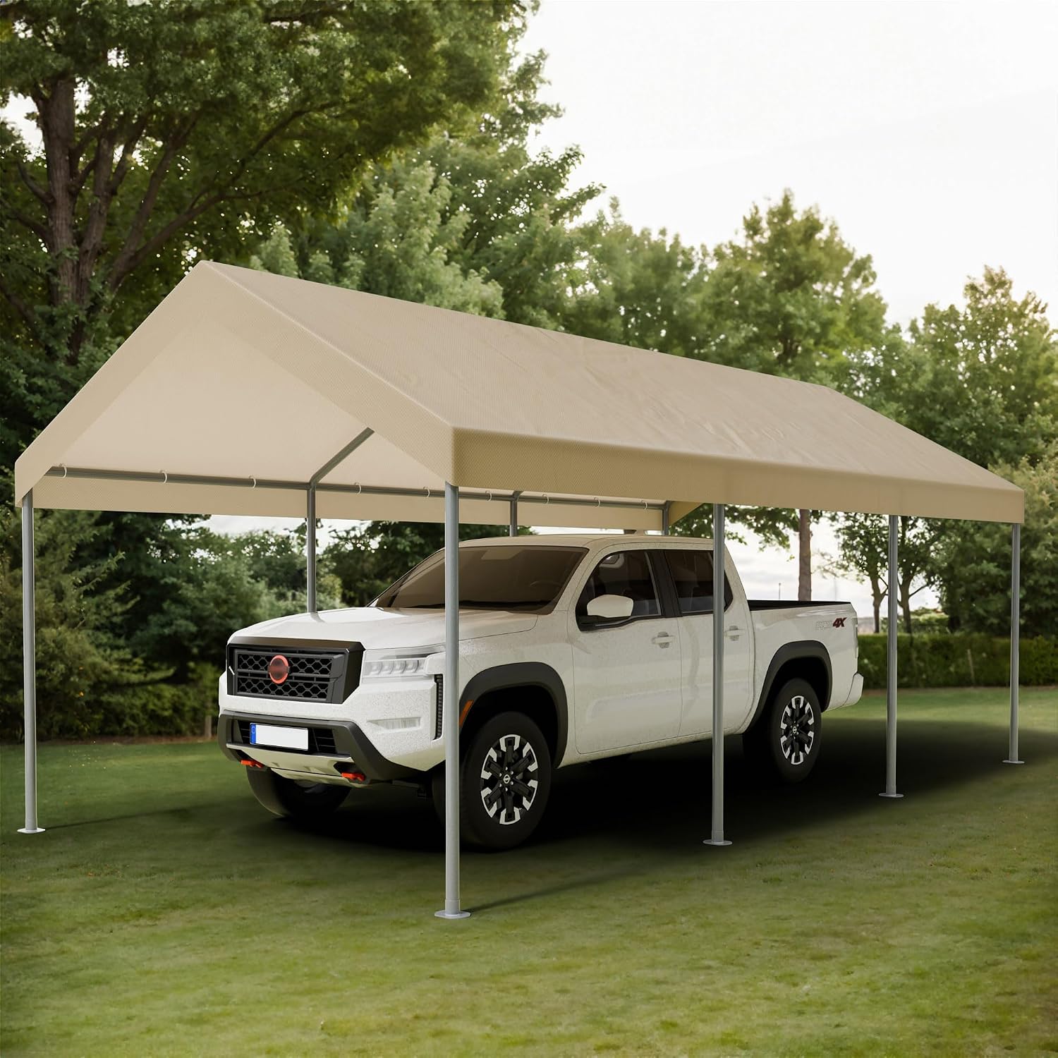 Shintenchi 10x20ft Heavy Duty Carport with UV&Wind Resistant Canopy,Portable Carport Garage Shelter with Stable Powder-Coated Steel Frame,Outdoor Carports for Car,Bike,Camp,Storage(Khaki)