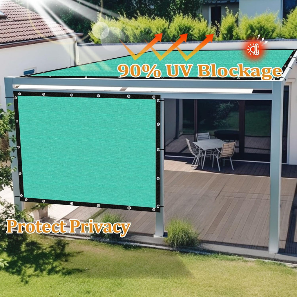 Shade&Beyond Customized Size 90% Sun Shade Cloth with Grommets, 12' X 20' Pergola Shade Cover Canopy, Mesh Tarp Sun Screens for Patio, Outdoor, Garden, Backyard GN08, Turquoise