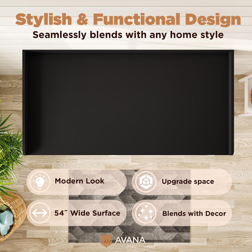 Avana (100% Natural Solid Wood Washer Dryer Countertop – Black Pine Laundry Countertop with Raised Edges, 54' x 27.5' Counter Top for Washer and Dryer, Laundry Room Organizer & Tabletop
