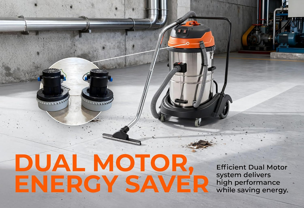 Industrial Wet/Dry Vacuum Cleaner | 2 Motors | 2000 Watt Power | 225 CFM | 21-Gallon Capacity JM773
