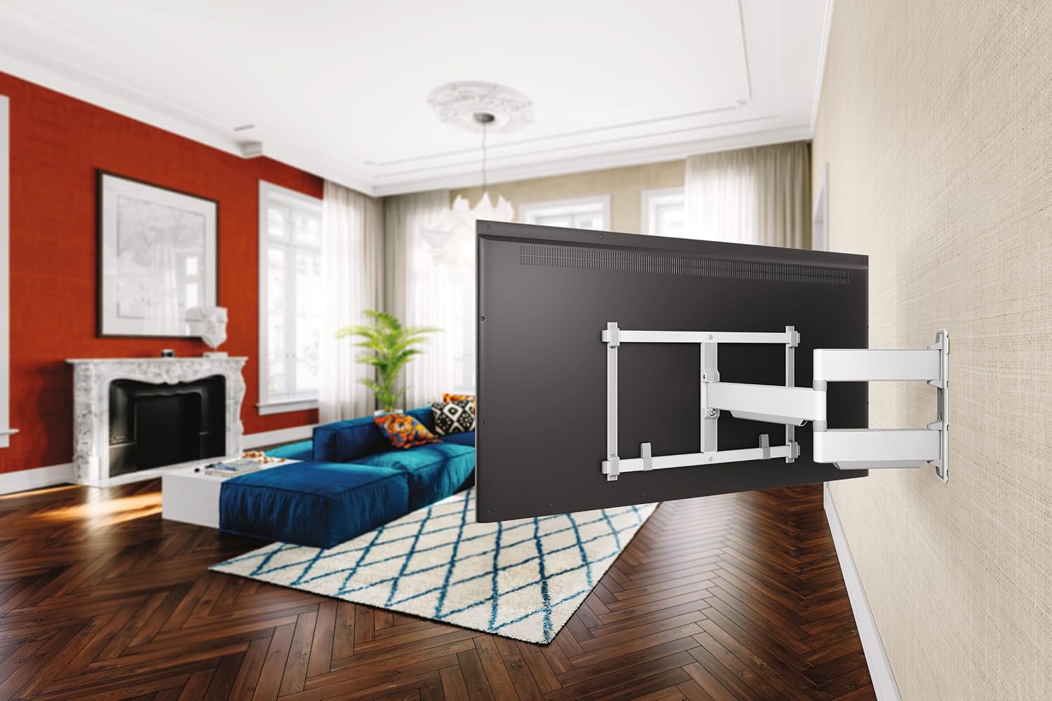 Vogel's TVM 5645 Full-Motion Ultra-Thin TV Wall Bracket for 40-77 inch TVs, Max. 45 kg, Swivels up to 180°, Full-Motion TV Mount max. VESA 600x400, Universally Compatible