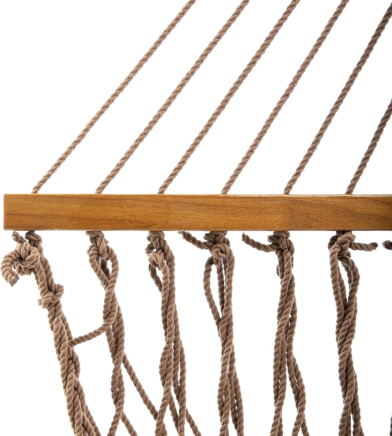 Original Pawleys Island Large Antique Brown DuraCord Rope Hammock – 13 ft. x 55 in., 2-Person, 450 lb Capacity, Oak Spreader Bar, Zinc-Plated Hardware, Handcrafted in the USA