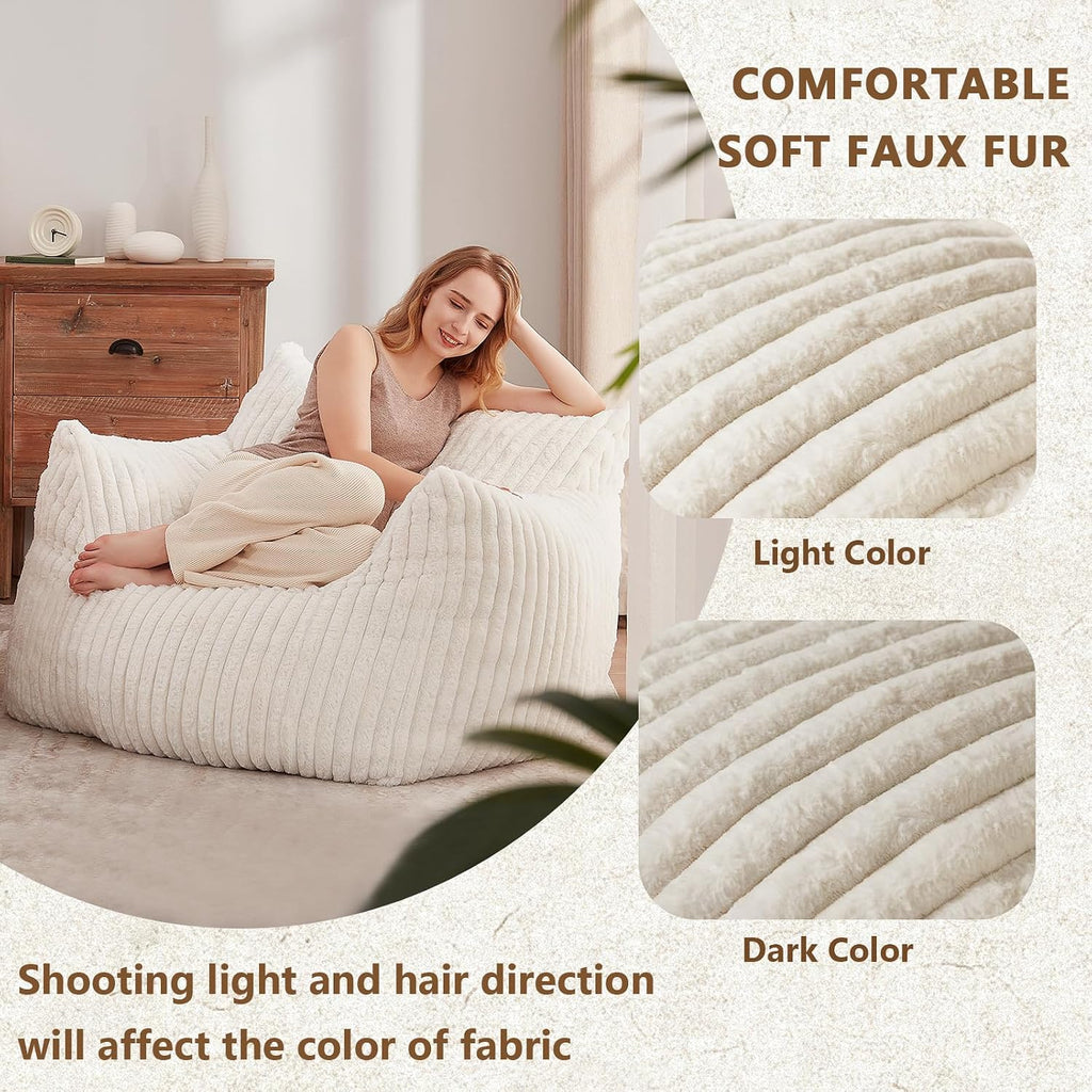 Achicsofar Giant Bean Bag Chairs for Adults Teens, Large Bean Bag Sofa Chairs with Filling Comfy Fuzzy BeanBag Chair with Armrests for Bedroom Living Room Reading