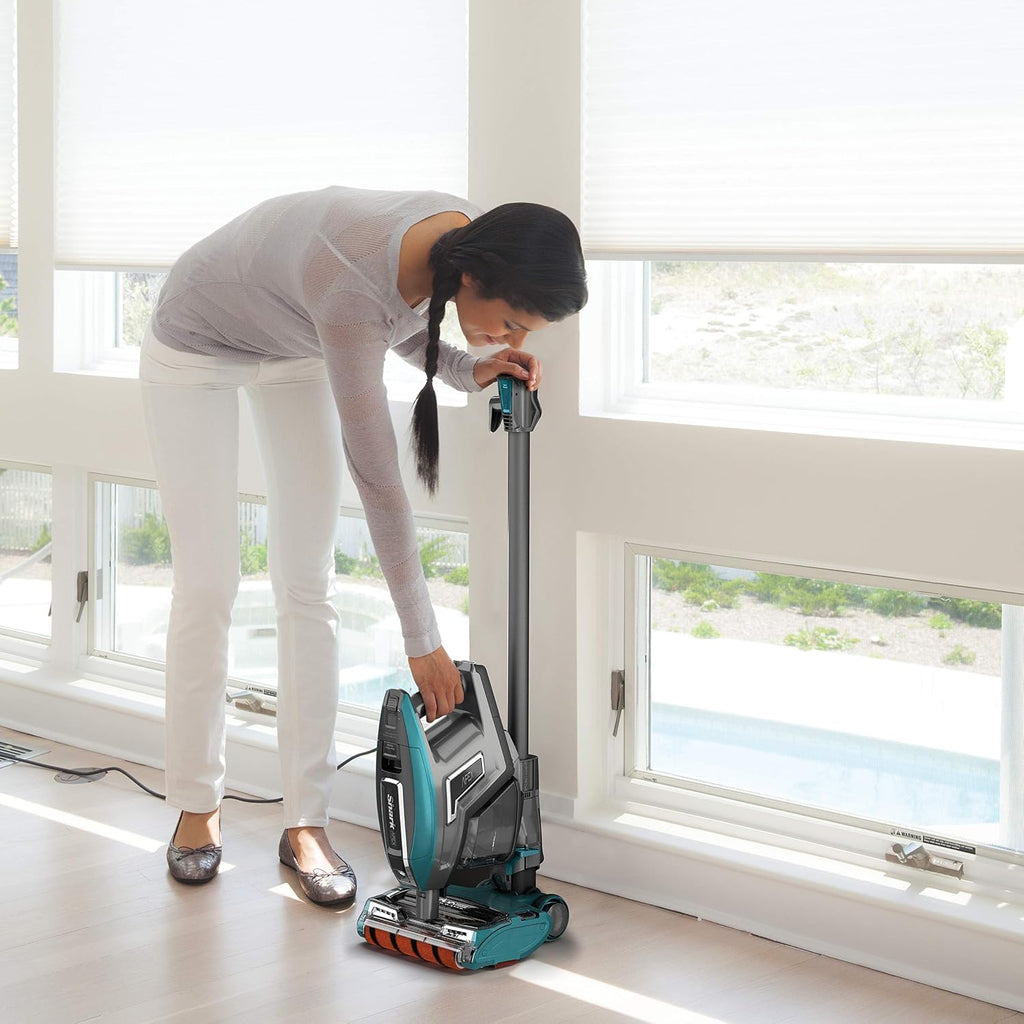 Shark ZS360 APEX Corded Stick Vacuum with DuoClean and Self-Cleaning Brusholl, Precision Duster, Crevice and Pet Multi-Tool, Forest Mist Blue, 10.2 in L x 9.8 in W x 46.4 in H