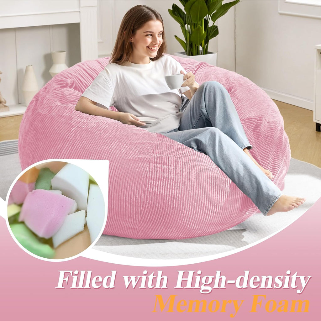 5FT Bean Bag Chairs Teardrop Bean Bag Chair for Adults Beanbag Chair with Memory Foam Filled Machine Washable Cover for Living Room, Bedroom