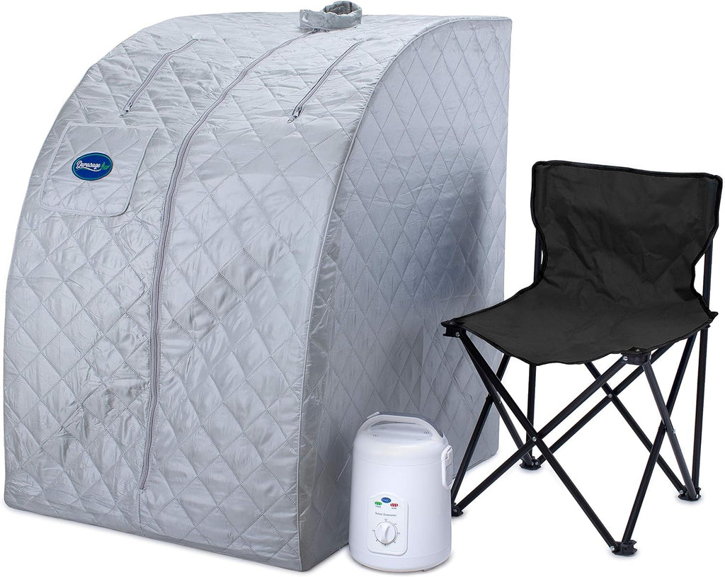 Durasage Portable Steam Sauna for Home - Personal Full Body Detox Sauna Tent with 800W Steam Generator, 60-Min Timer, Foldable Design & Chair for Relaxation