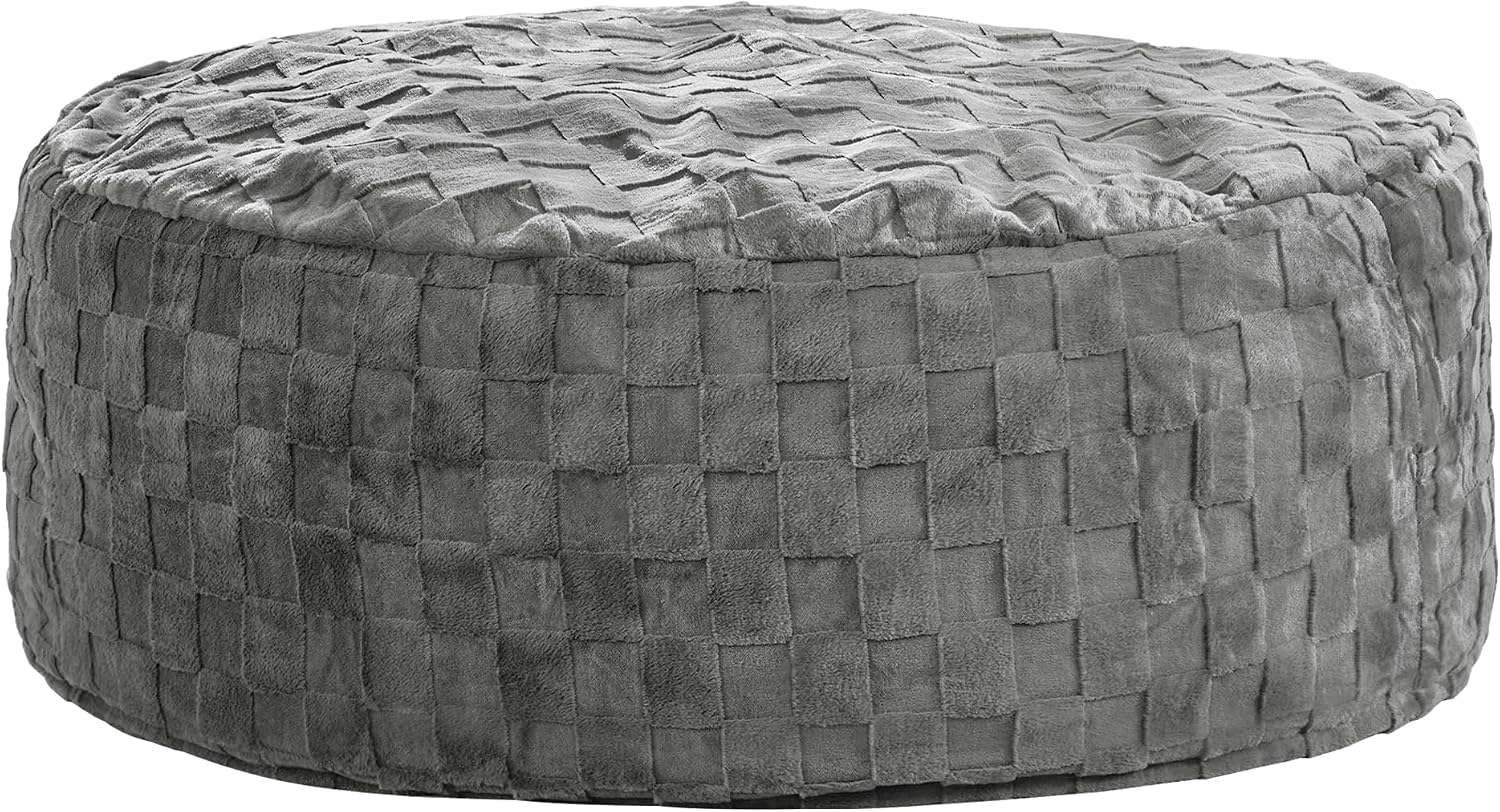 Hobestluk Bean Bag Chairs Beanbag Chair with Filler Adult Bean Bags with Fluffy Cover, Giant Bean Bag Chairs for Aduts for Living Room, Bedroom (Grey, 6FT - 70' x 70' x 15')