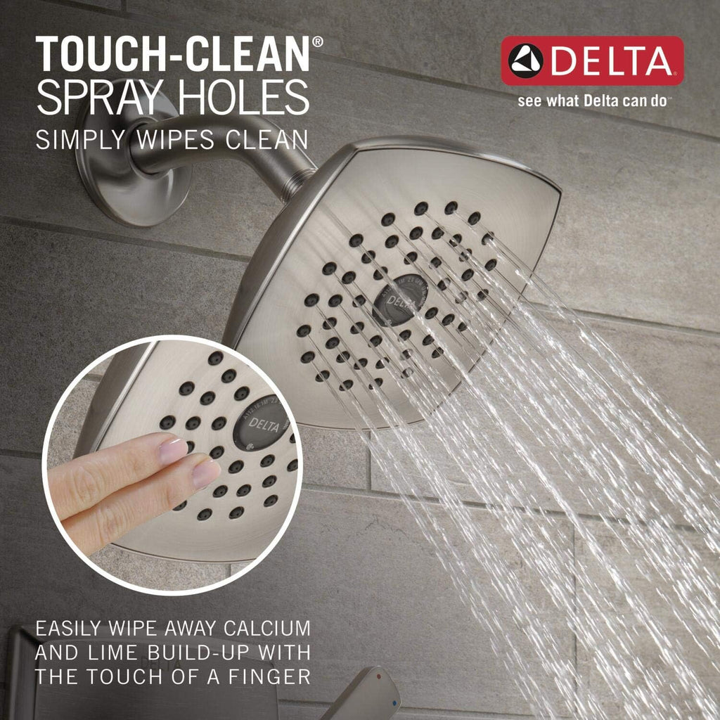Delta Faucet Ara 14 Series Single-Function Tub and Shower Trim Kit with Single-Spray H2Okinetic Shower Head, Matte Black T14467-BL (Valve Not Included)