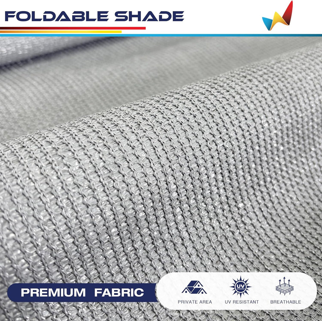Windscreen4less 8'W x 10.5'H Outdoor Roll Up Foldable Shade Fabric UV Blockage Roller Shade for Deck Pergola Yard Gazebo Patio (Gray)