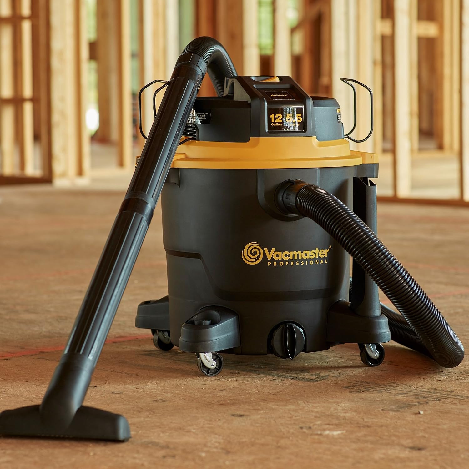 Vacmaster Professional - Professional Wet/Dry Vac, 12 Gallon, Beast Series, 5.5 HP 2-1/2' Hose (VJH1211PF0201) , Black