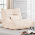 Bean Bag Chair for Adults, Giant Bean Bag Chairs with Lumbar Pillow, Oversized Corduroy Memory Foam Boneless Chair with High-Rebound, Lazy Floor Sofa for Reading Gaming Living Room Bedroom, Beige