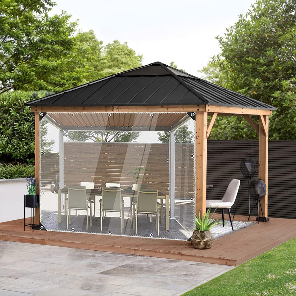 12' x22' Clear Waterproof Tarp, PVC 14 Mil Tarpaulin with Grommets and Cable Tie, Duty Heavy Tear Resistant Cover for Camping, Plants Greenhouse, Cars, Patio and Pavilion
