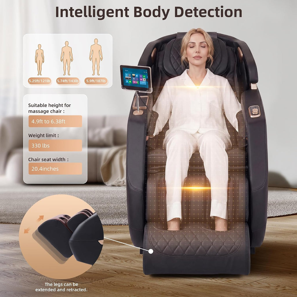 2026 4D Massage Chair Full Body, Zero Gravity Massage Chair with SL-Track & Heating, Massage Shiatsu Recliner Chair with Smart Voice Control, Touchable Screen, Airbags, Foot Rollers (BLACK)