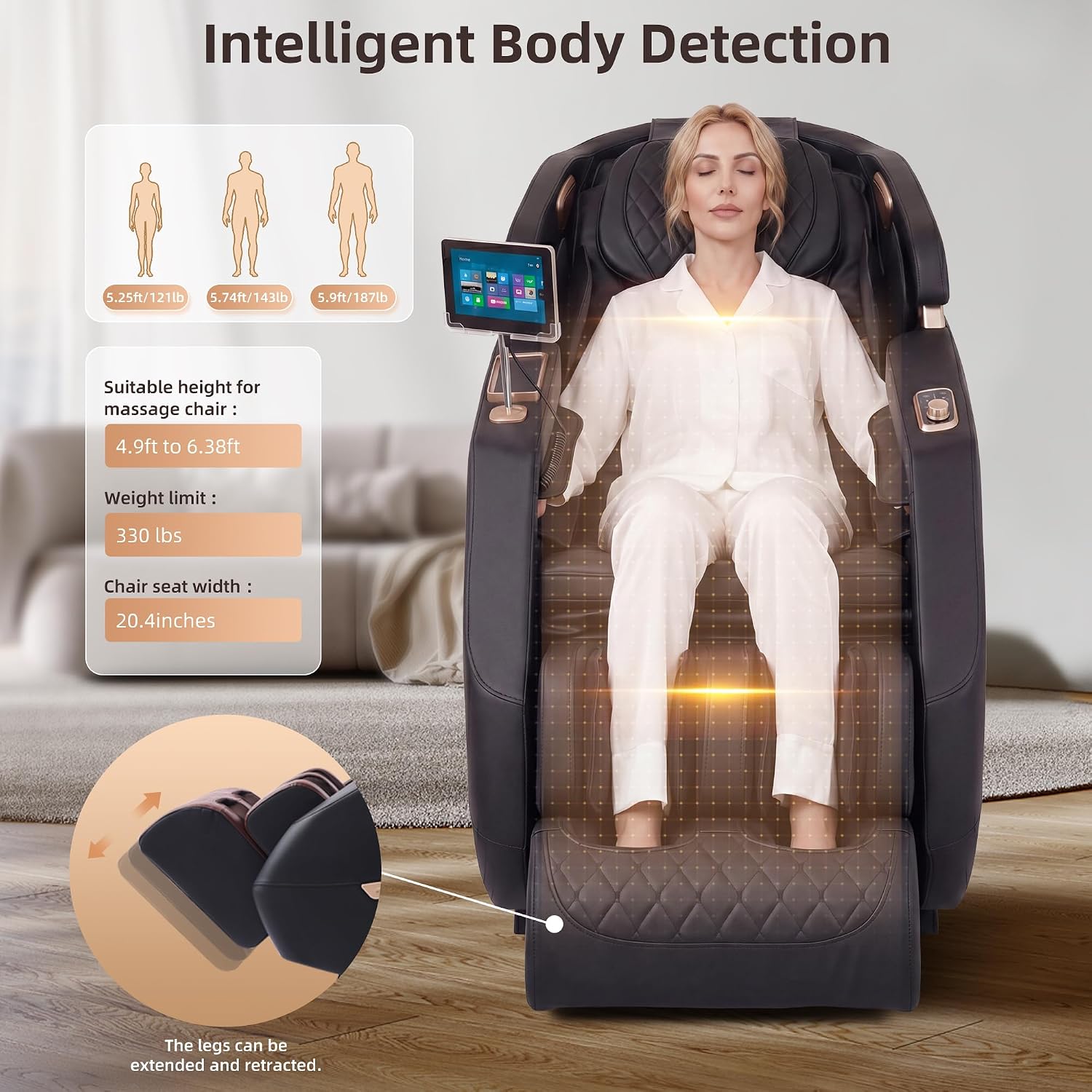 2026 4D Massage Chair Full Body, Zero Gravity Massage Chair with SL-Track & Heating, Massage Shiatsu Recliner Chair with Smart Voice Control, Touchable Screen, Airbags, Foot Rollers (BLACK)