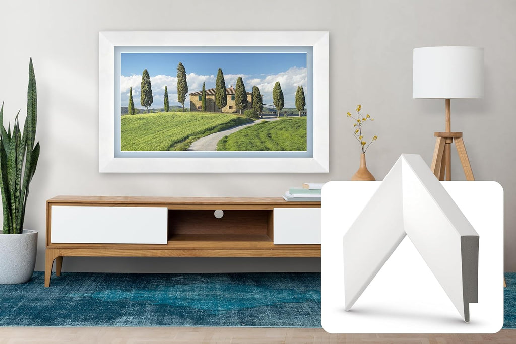 Gloss White 85' Premiere Deco TV Frame - Compatible ONLY with Samsung The Frame TV and Pro TVs (Fits 2021-2026, LS03A, LS03B,LS03C,LS03D,LS03FA,LS03FW)