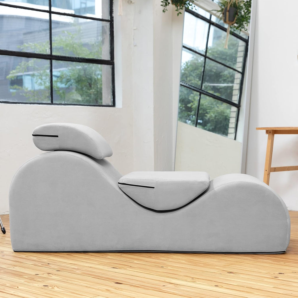 Avana Luvu Lounger - Chaise Lounge Chair for Yoga, Exercise, Massage - High Density Foam - Made in The USA - Light Grey