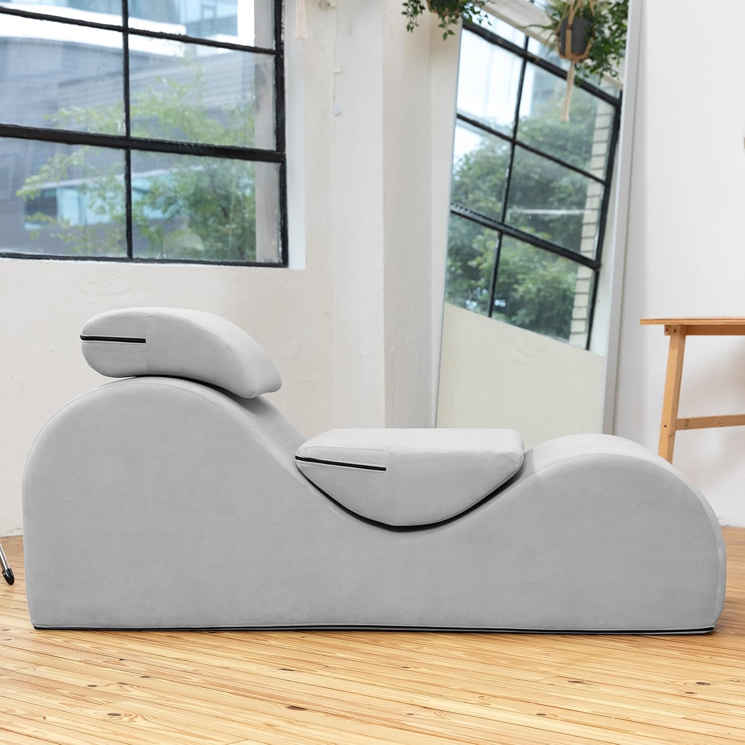 Avana Luvu Lounger - Chaise Lounge Chair for Yoga, Exercise, Massage - High Density Foam - Made in The USA - Light Grey