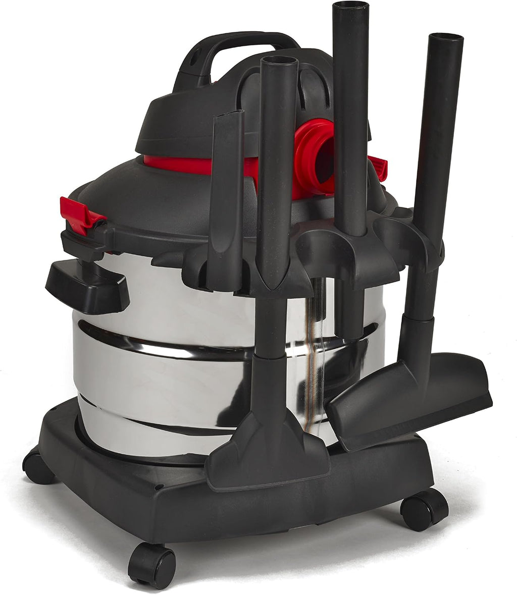 Shop-Vac 5989405 8 Gallon Wet/Dry Vacuum, 6.0 Peak HP, Stainless Steel, 12 Ft Hose, Ideal for Home & Commercial Use
