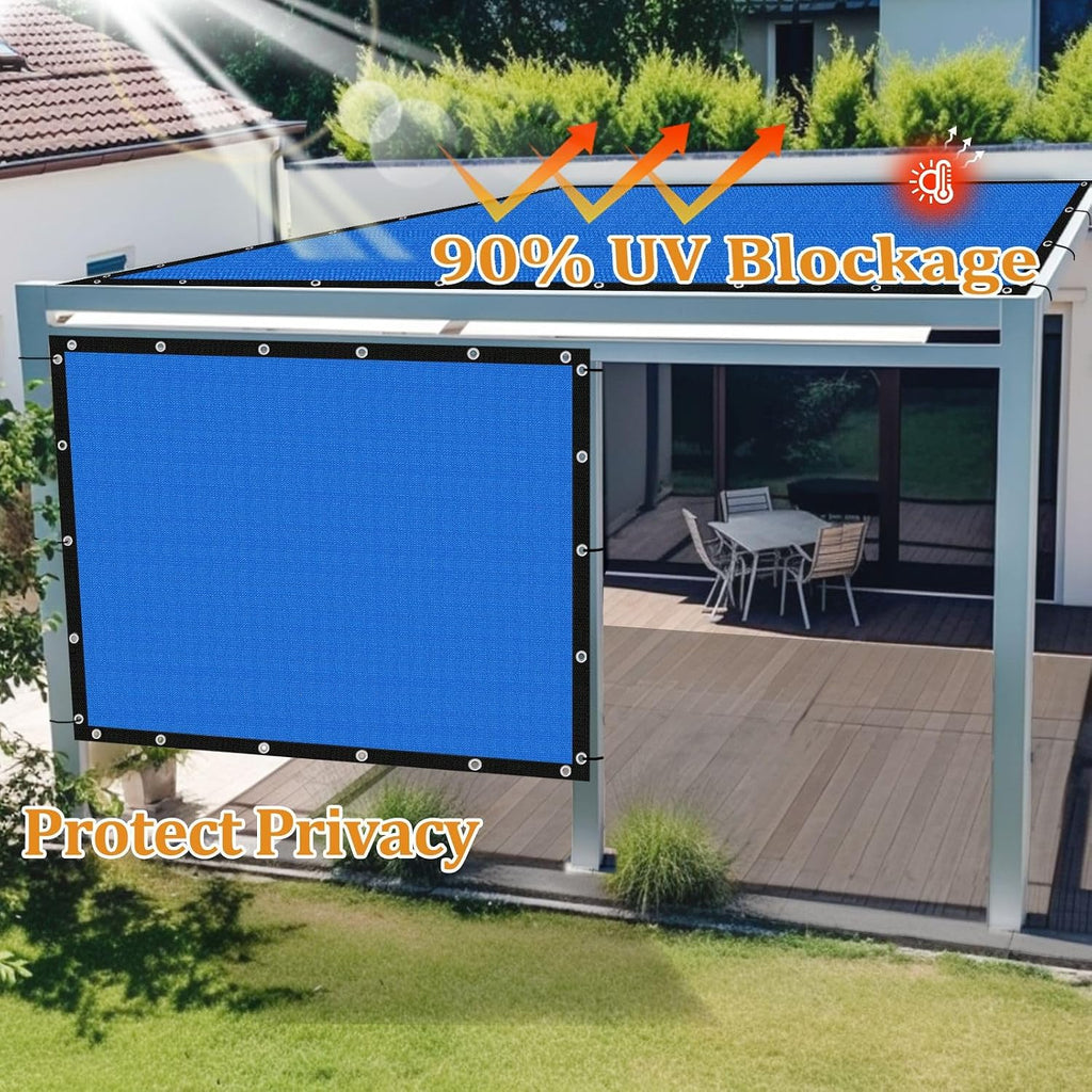 Shade&Beyond Customized Size 90% Sun Shade Cloth with Grommets, 12' X 20' Pergola Shade Cover Canopy, Mesh Tarp Sun Screens for Patio, Outdoor, Garden, Backyard GN02, Blue