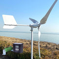 3000W 24V Wind Turbine Generator Kit 3 Blades Wind Power Generator Windmill for Hybrid Solar Wind System with LCD MPPT Charge Controller