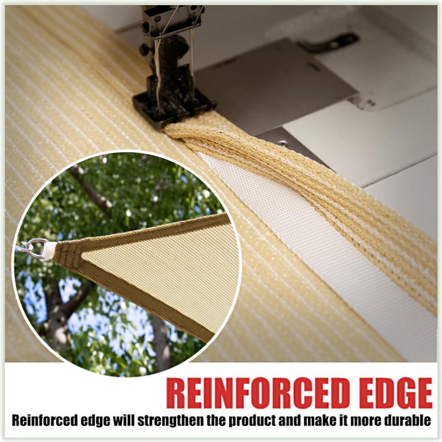 ColourTree CTAPT16 Custom Size Order to Make 12' x 20' x 23.3' Beige Right Triangle Sun Shade Sail Canopy Mesh Fabric UV Block UPF50 - Commercial Heavy Duty - 190 GSM - 3 Years Warranty