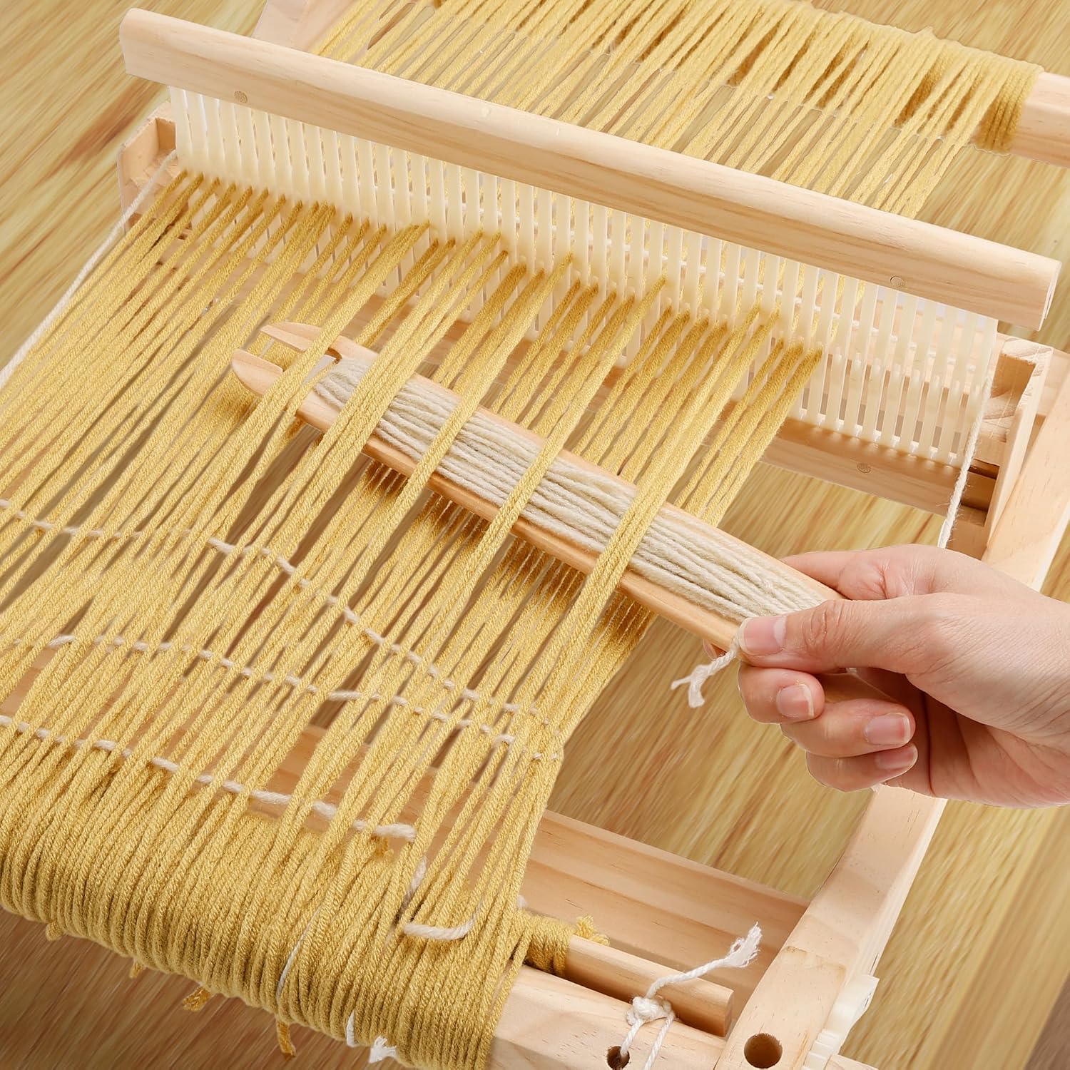 WILLOWDALE 16 Inches Rigid Heddle Loom with Stand, Weaving Loom Kit with Shed Stick, Wooden Multi-Craft Weaving Loom for Adults, Threads Warping Frame with Pegs and Yarn Stand, Frame Loom for Beginner