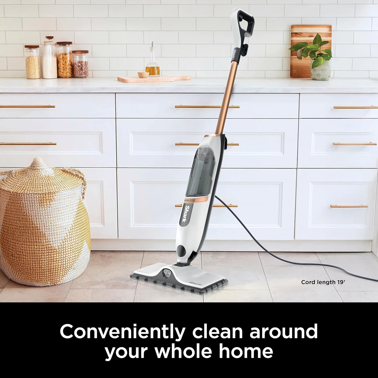 Shark SteamSpot Steam Mop with Steam Blaster Technology, 3 Steam Modes, 2 Washable Pads, XL Removable Water Tank, Lightweight, Steam Cleaner for sealed Hard Floors, Hardwood, Tile, Laminate, S2001