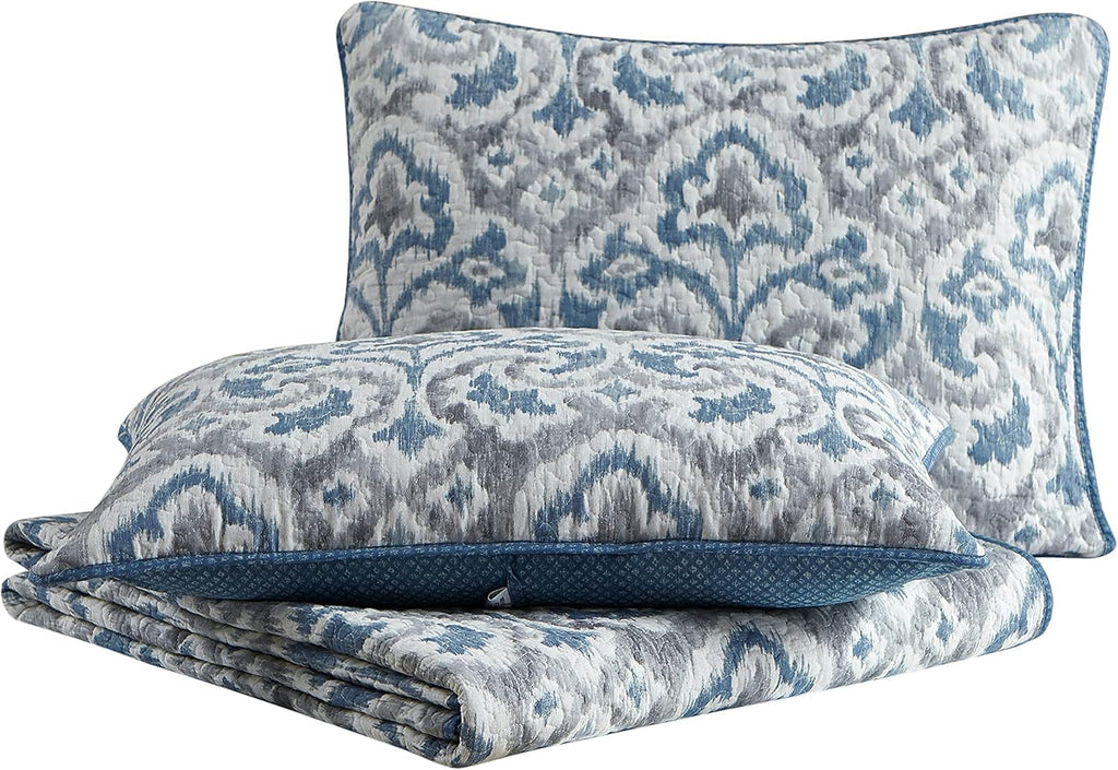 Tommy Bahama - King Quilt Set, Soft & Reversible Woven Bedding with Matching Pillowcases, Medium Weight for Year Round Comfort, 3 Piece Bed Set (Cape Verde Smoke)