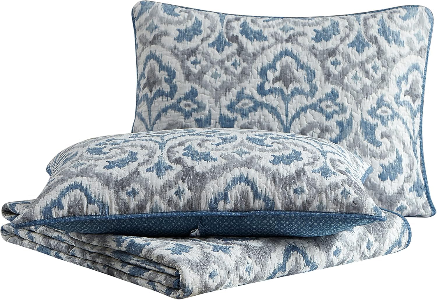 Tommy Bahama - King Quilt Set, Soft & Reversible Woven Bedding with Matching Pillowcases, Medium Weight for Year Round Comfort, 3 Piece Bed Set (Cape Verde Smoke)