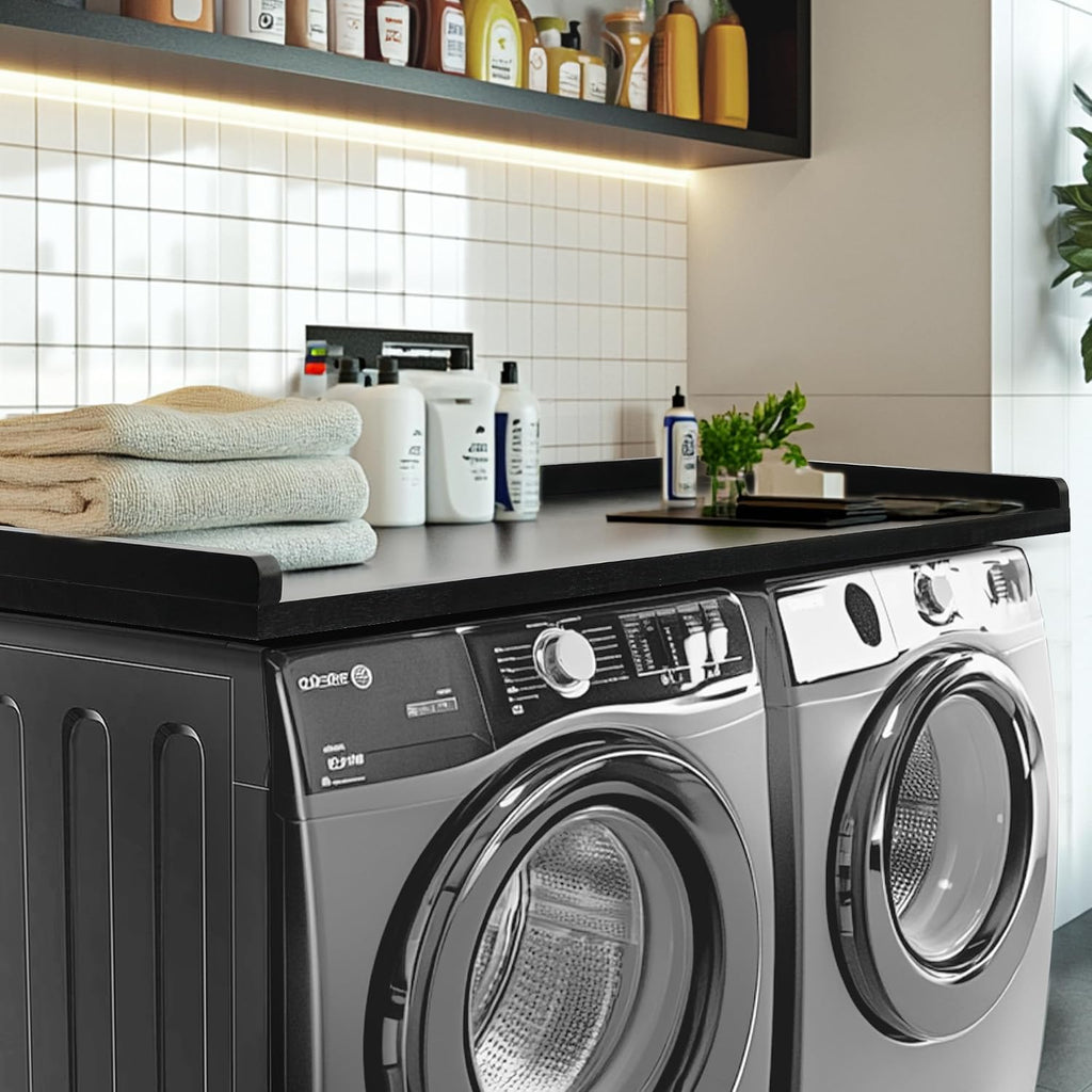 Murago Washer Dryer Countertop, 100% Natural Wood, Laundry Countertop Over Washer and Dryer, Laundry Machine Topper for Front Loaders, Fits All Major Brands, Anti Vibration Pads, 54' x 27.5' Natural