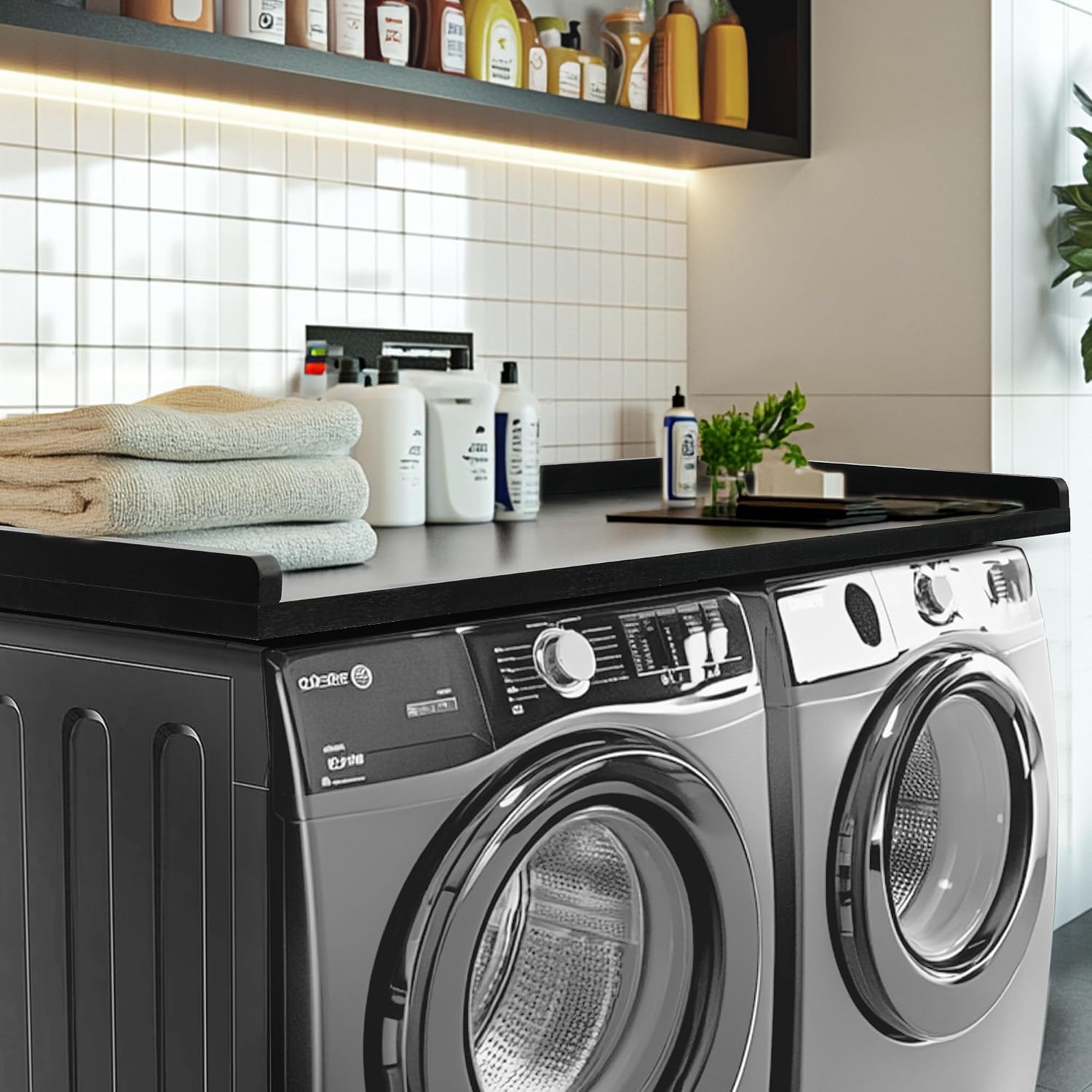 Murago Washer Dryer Countertop, 100% Natural Wood, Laundry Countertop Over Washer and Dryer, Laundry Machine Topper for Front Loaders, Fits All Major Brands, Anti Vibration Pads, 54' x 27.5' Natural