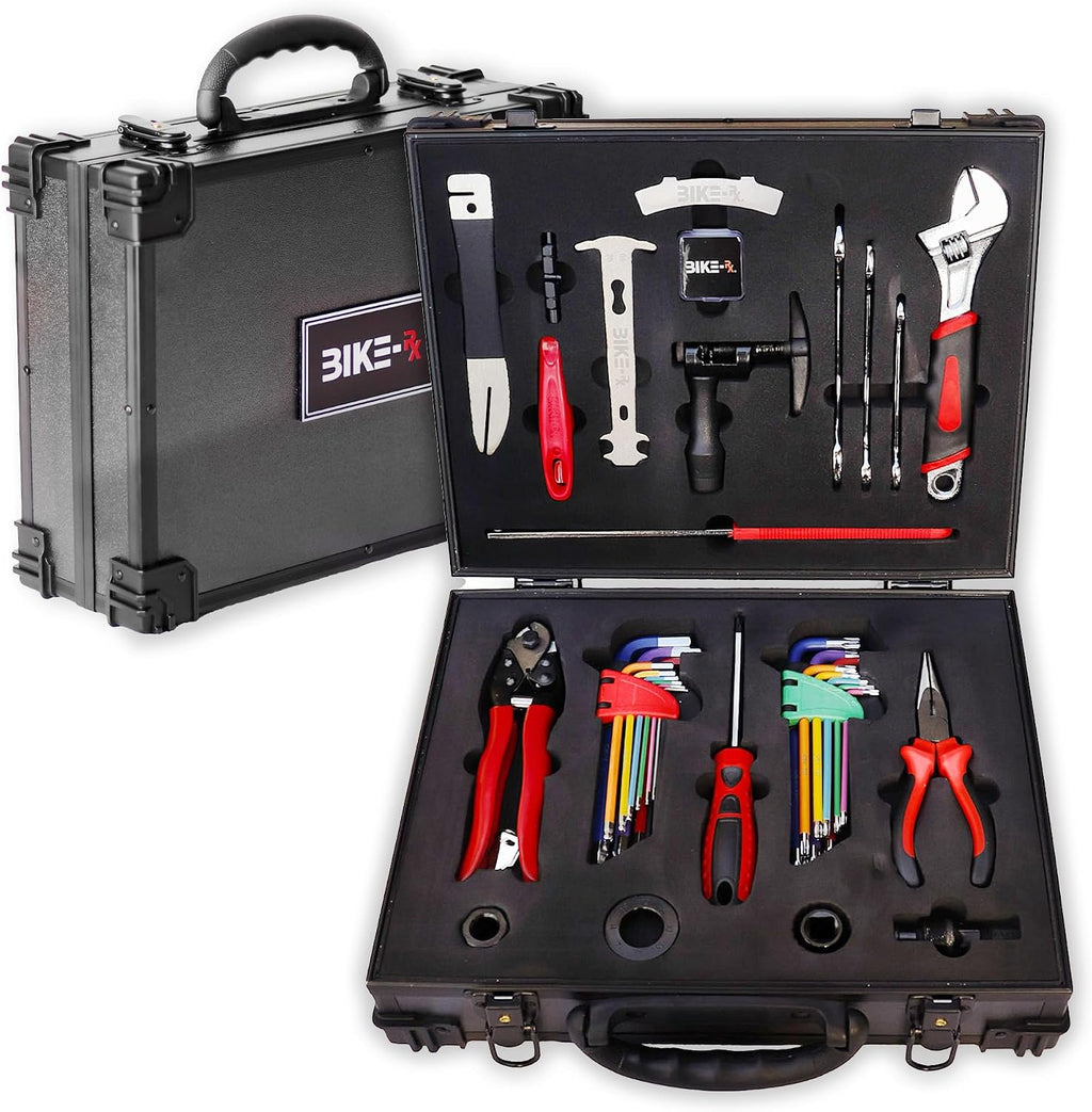 Elite 37-Piece Bike Tool Kit – Bicycle Repair & Maintenance Set for Mountain, Road, BMX & E-Bikes, w/Chain Breaker, Tire Repair Tools & Locking Hard Case