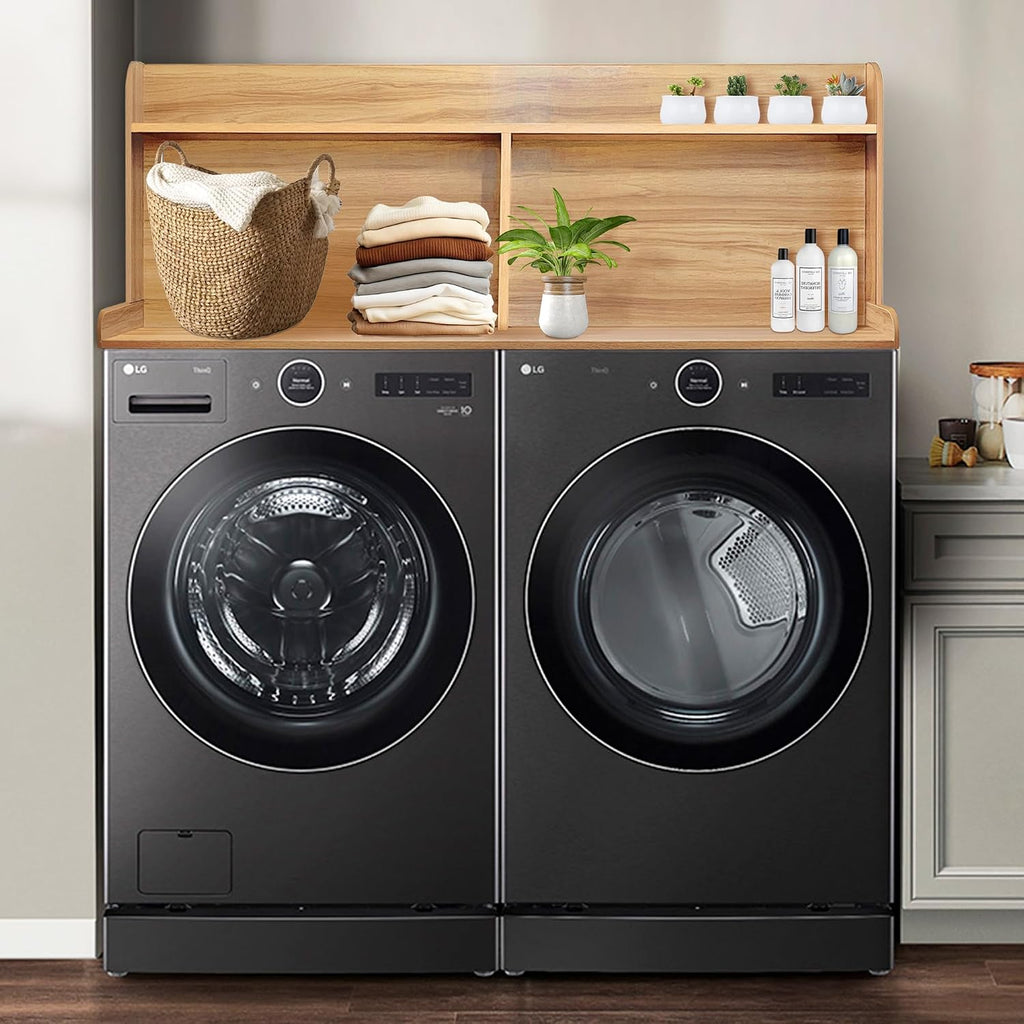 Royxen Laundry Countertop with 20' Shelf Universal Fit, Washer and Dryer Countertop with Storage Space, Oak