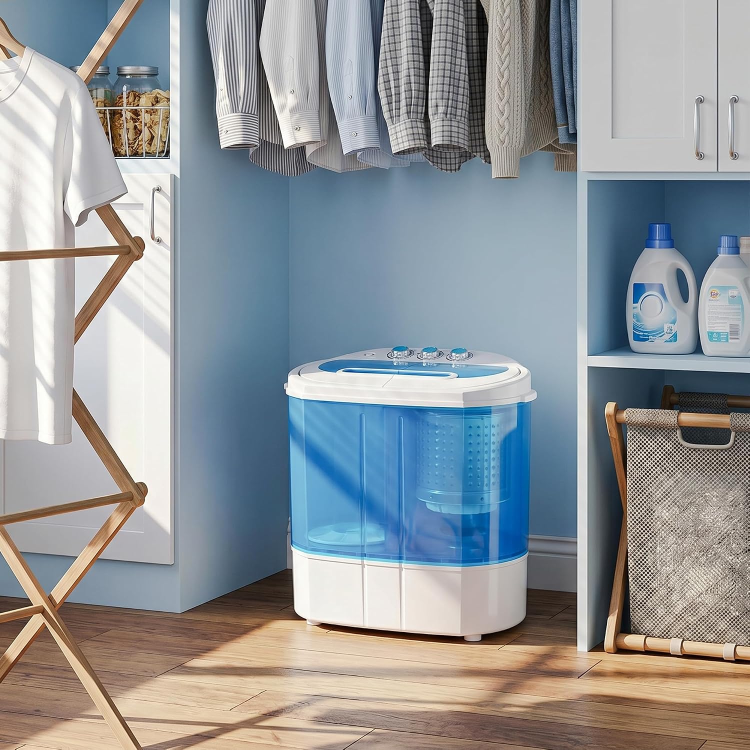 ZenStyle Portable Washer Compact Twin Tub 9.9 LB Mini Top Load Washing Machine Washer/Spinner w/ 6.57 FT Inlet Hose