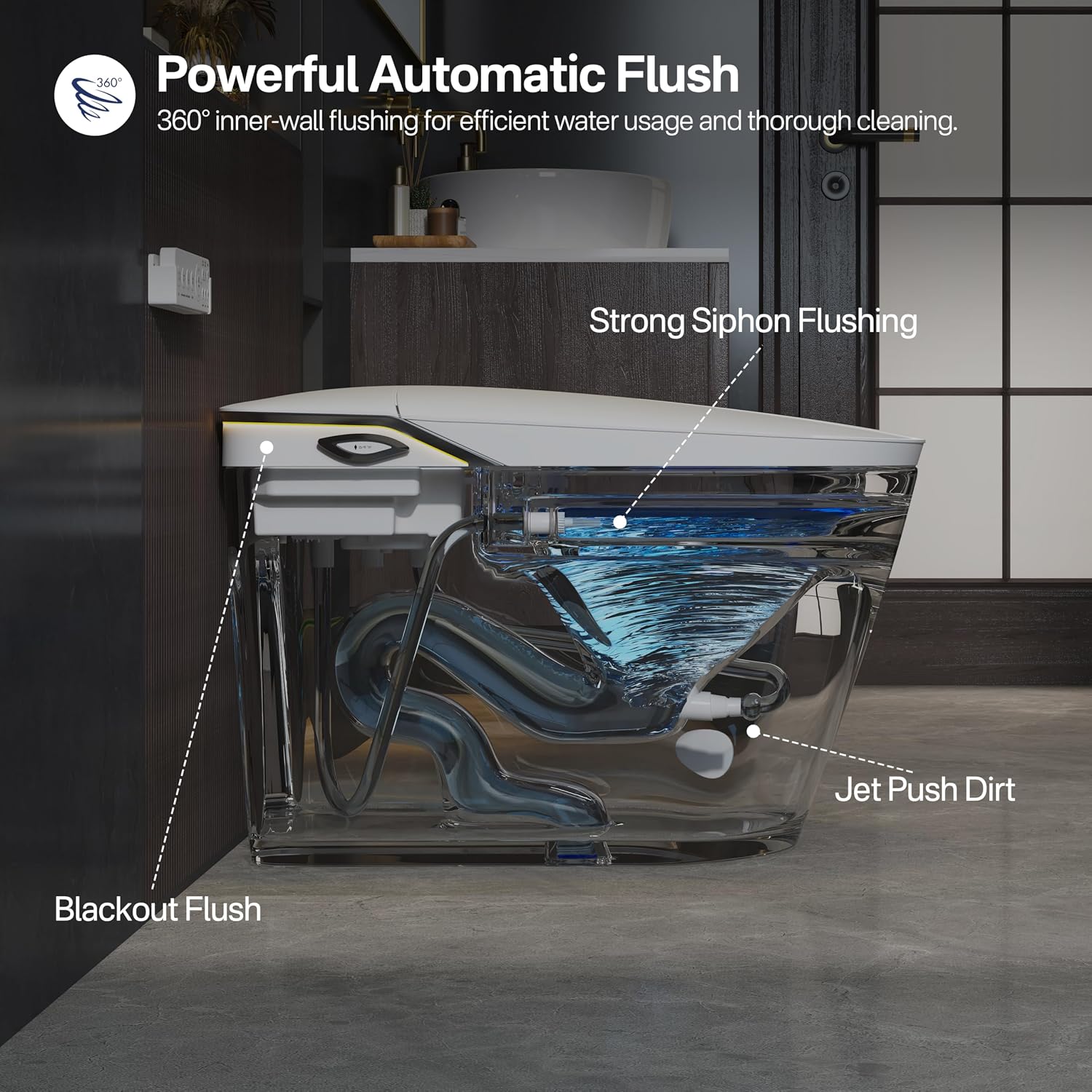 Eridanus Smart Toilet with Bidet Built in, Bidet Toilet with Auto Open/Close Lid, Cleaning Foam Dispenser, Warm Water Sprayer & Air Dryer, Foot Sensor Flush, Elongated Heated Seat, ADA Height