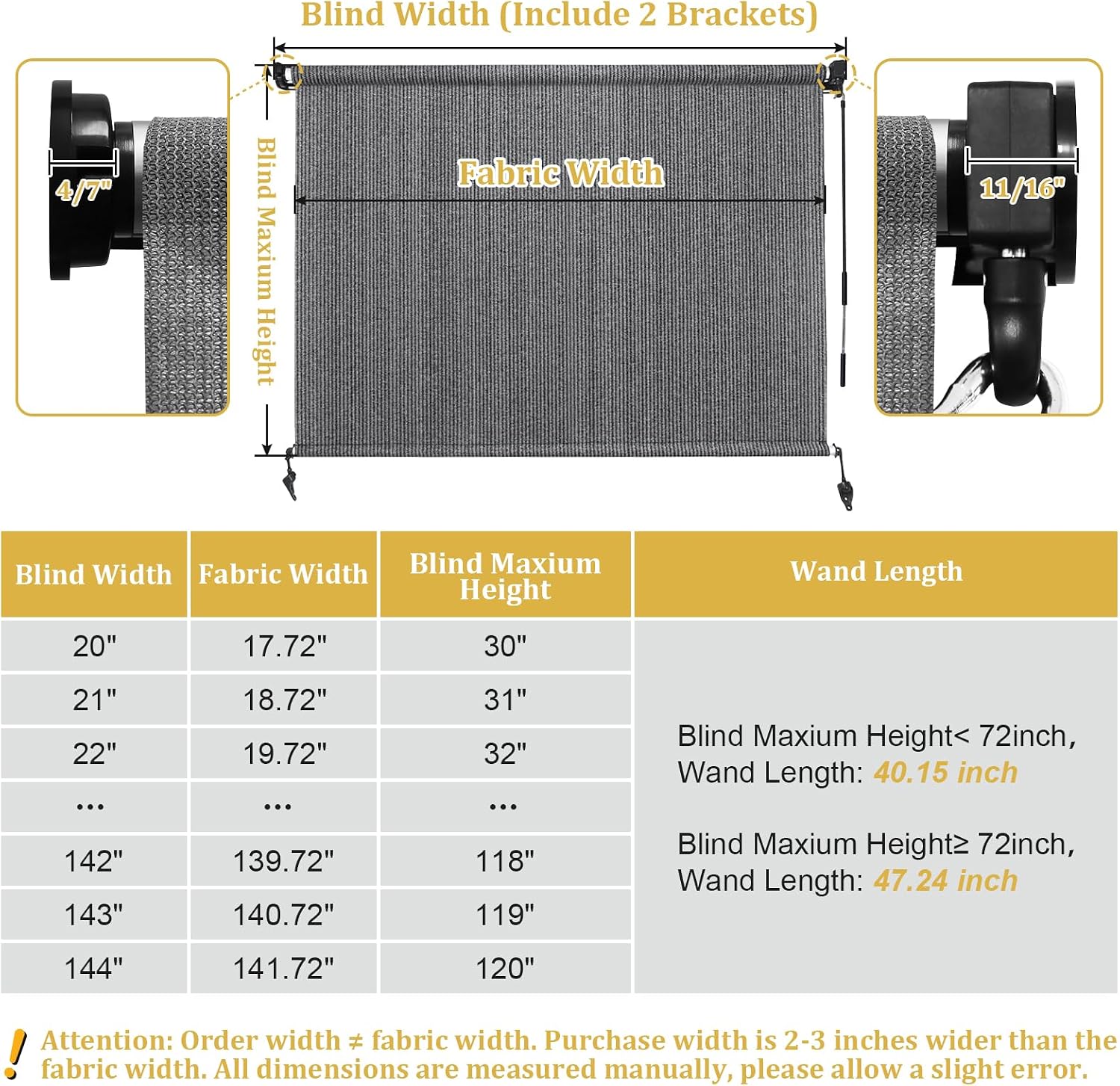 Shade&Beyond Custom Size Outdoor Roller Shade 30' W x 84' H, Grey Cordless Patio Shades Roll Up Outside Blinds for Porch Pergola Gazebo