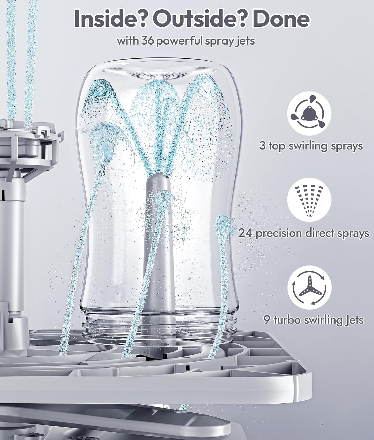 NCVI Large Baby Bottle Washer Sterilizer and Dryer Holds 6 Bottles & Pump Parts, Hospital-Grade Steam Sanitizer for Newborn & Multiple Feedings, Clean Machine for Busy Moms, Fast 19/41min Wash Cycles