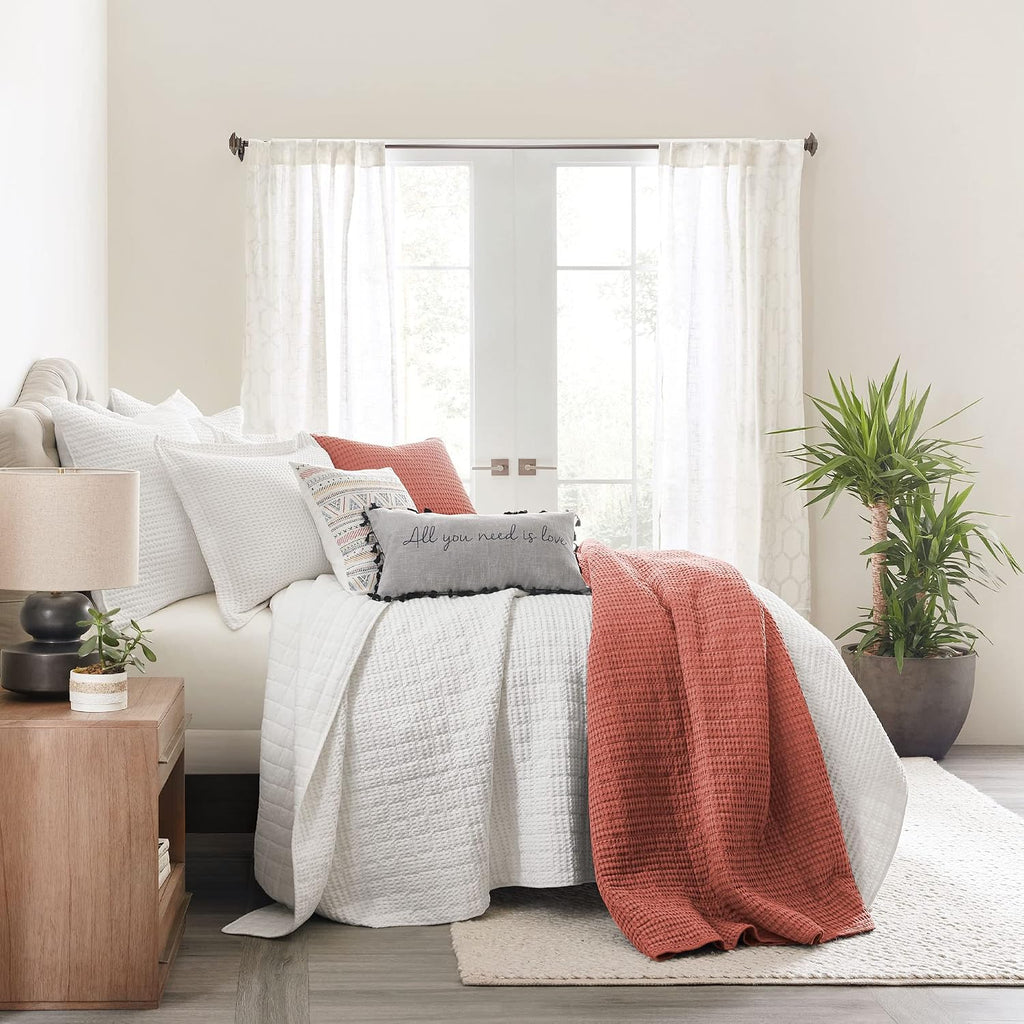 Levtex Home Mills Waffle Full/Queen Quilt Set (88x92in) with 2 Pillow Shams (26x20in) - Adobe - 100% Cotton Full/Queen Size Quilt Bedding Set - Lightweight, Soft, Pre-Washed
