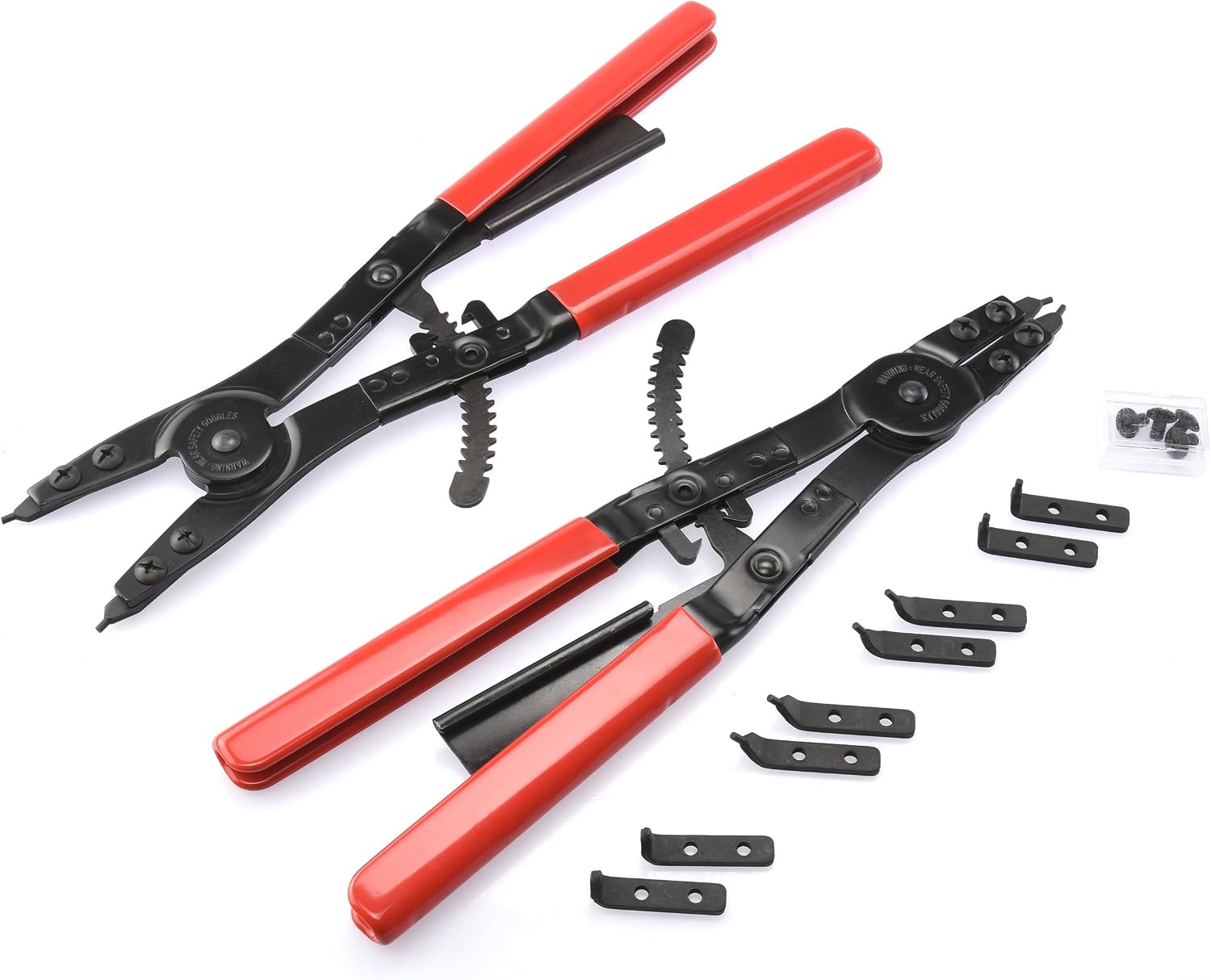 Neiko 02130A Heavy Duty 16' Snap Ring Plier Set, 2 Piece, External and Internal Pliers, Straight, 45°, 90° Tips