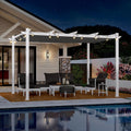 PURPLE LEAF 10' x 13' Outdoor Retractable Pergola with Light Aluminum Patio White Pergolas with Double Sun Shade Canopy for Gardens Deck Backyard, Grey