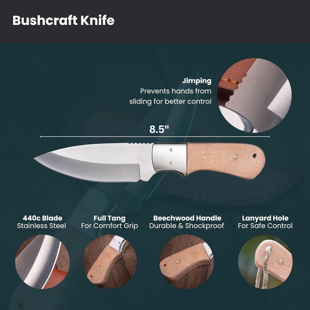 Knife Making Kit DIY Gift for Men - Gift Set, Complete Tools, & Accessories to Make Knife, Stainless Steel Bushcraft Blade, Beginners Guide, Husband Boyfriend Dad Handwork Hobbies, Gift for Him