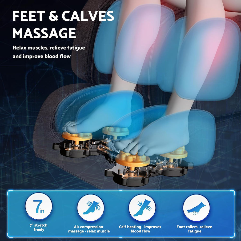 Massage Chair, Zero Gravity Full Body Massage Chair, Shiatsu Recliner with 14 Massage Points, Lumbar & Calf Heating, 20 Auto Modes, Spacious Massage Area, Bluetooth Speaker, Touch Screen Controller