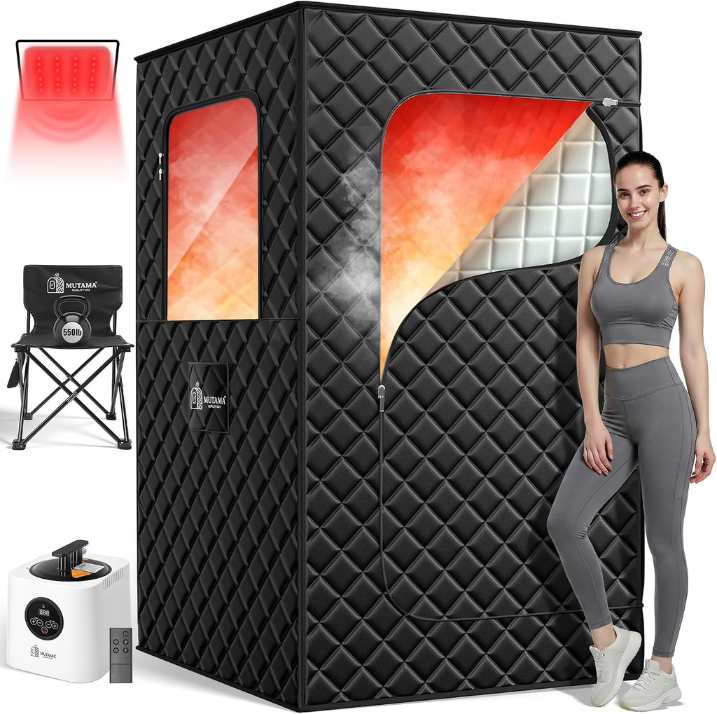 Sauna Box, 3L Portable Steam Sauna Tent for Home & Indoor Use, 1400w Personal Sauna Pod, Remote Control, Folding Chair, 15 Levels, 99-Min Timer,32' x 32' x 71'