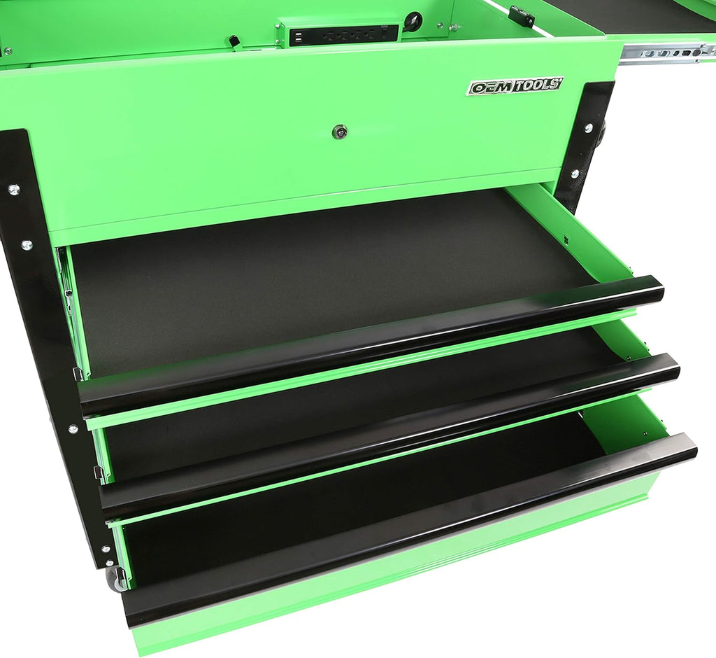 OEMTOOLS 24731 Automotive Rolling Tool Cart with Drawers, Gifts for Men, Dad Gifts, Mechanics Rolling Tool Chest, Secure Locking System, Integrated Power Strip, Heavy Duty Steel Construction