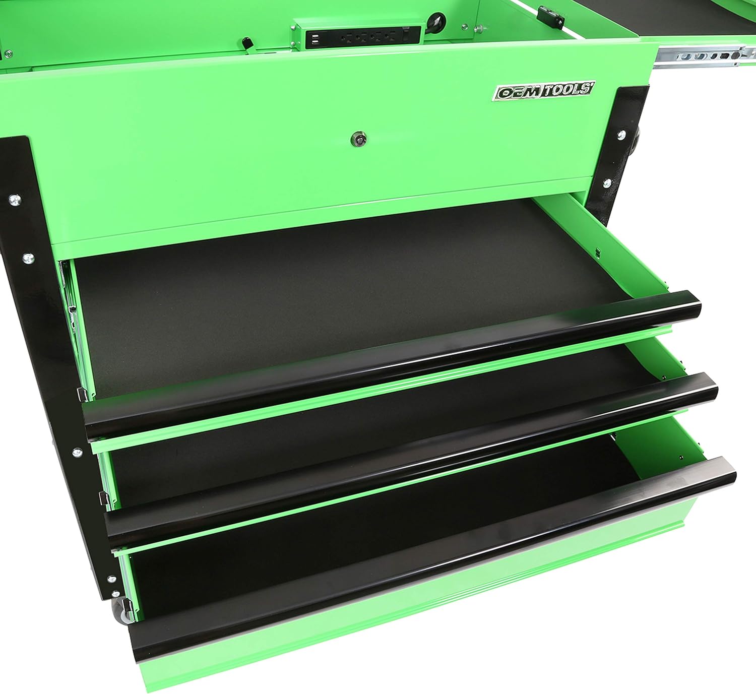 OEMTOOLS 24731 Automotive Rolling Tool Cart with Drawers, Gifts for Men, Dad Gifts, Mechanics Rolling Tool Chest, Secure Locking System, Integrated Power Strip, Heavy Duty Steel Construction