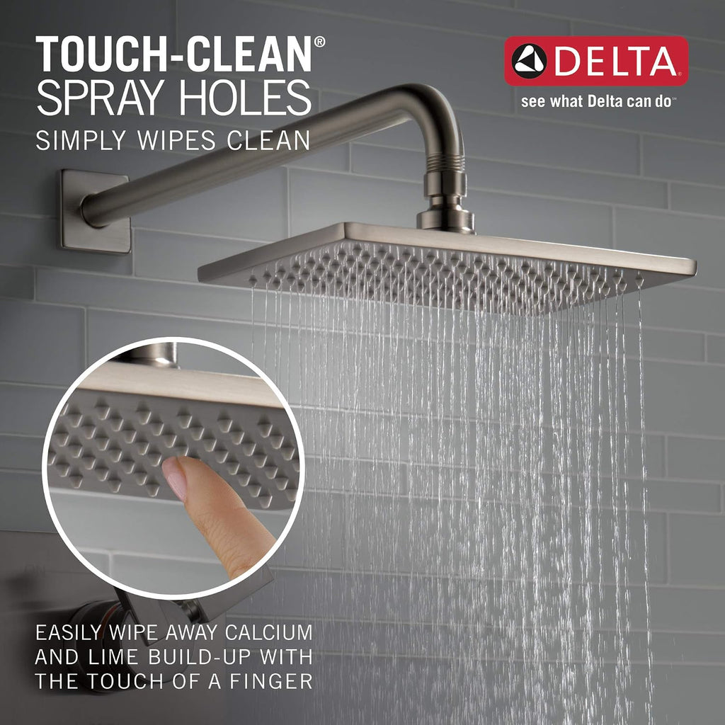 Delta Faucet Vero 14 Series Single-Function Tub and Shower Trim Kit with Single-Spray Touch-Clean Rain Shower Head, Stainless T14253-SS (Valve Not Included)