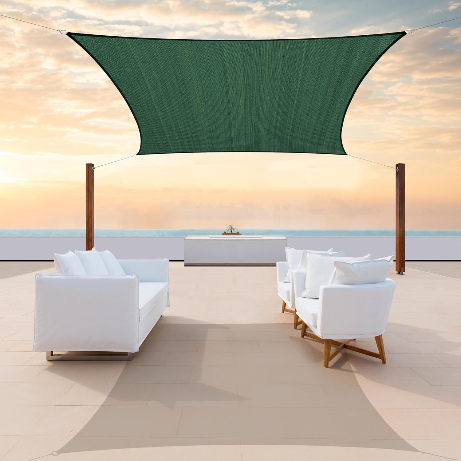 Colourtree CTAPR1418 Custom Size 12' x 14' Green Sun Shade Sail Canopy UV Block UPF50  Rectangle - Commercial Standard Heavy Duty -200 GSM