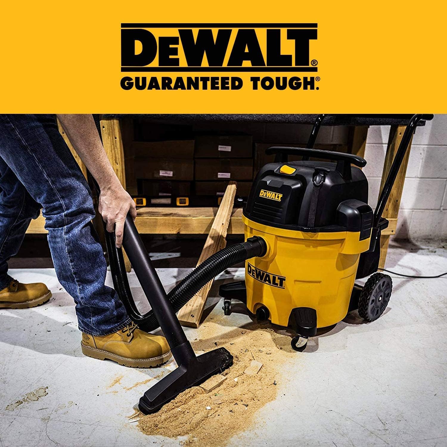 DEWALT 14 Gallon Poly Shop Vacuum Wet/Dry, 6 Peak HP, Cart Style Wet/Dry/Blower 3 in 1 Multifunction Shop Vacuum, Built-in Drain, DXV14P