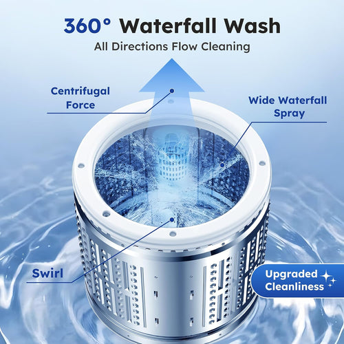 1.0 Cu.ft Portable Washing Machine for Home & Apartment, Full-Automatic Clothes Washer with 6 Water Level & 10 Wash Cycles, Drain Hose Included, White